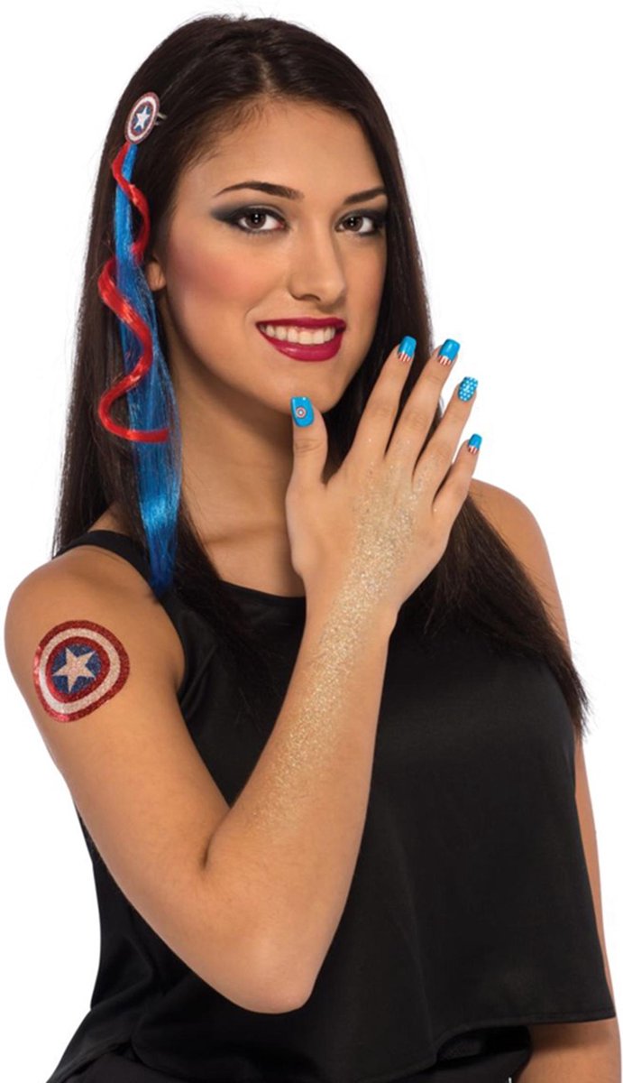 RUBIES USA - Captain America schmink en accessoire set voor vrouwen - Schmink > Make-up set